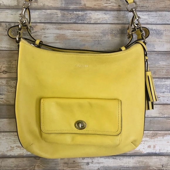 Coach Bags Coach Genuine Leather Yellow Crossbody Satchel Bag